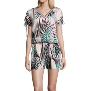NEW ! PROJECT RUNWAY Floral Orchid Palm Print Stretch  Romper XXL 2X 18 20